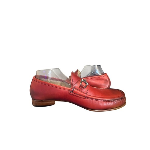 Mercanti Fiorentini Red Leather Men Size 11 M Horsebit Loafers Shoes Made Italy main image 8